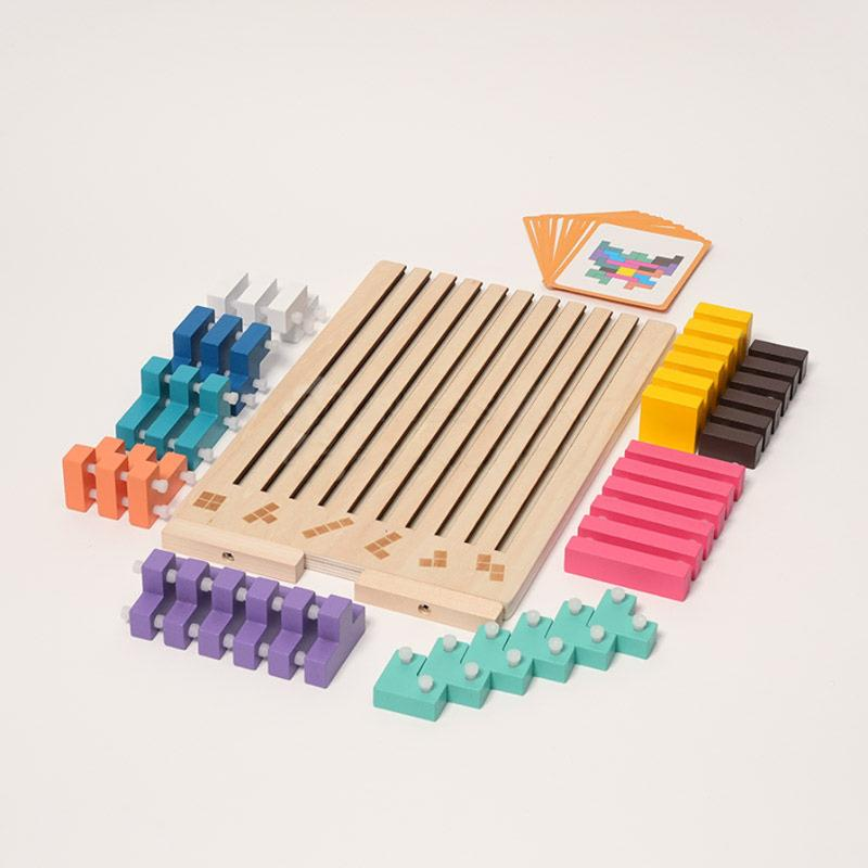 Montessori Brain Blocks – Wooden Tetris Puzzle Set