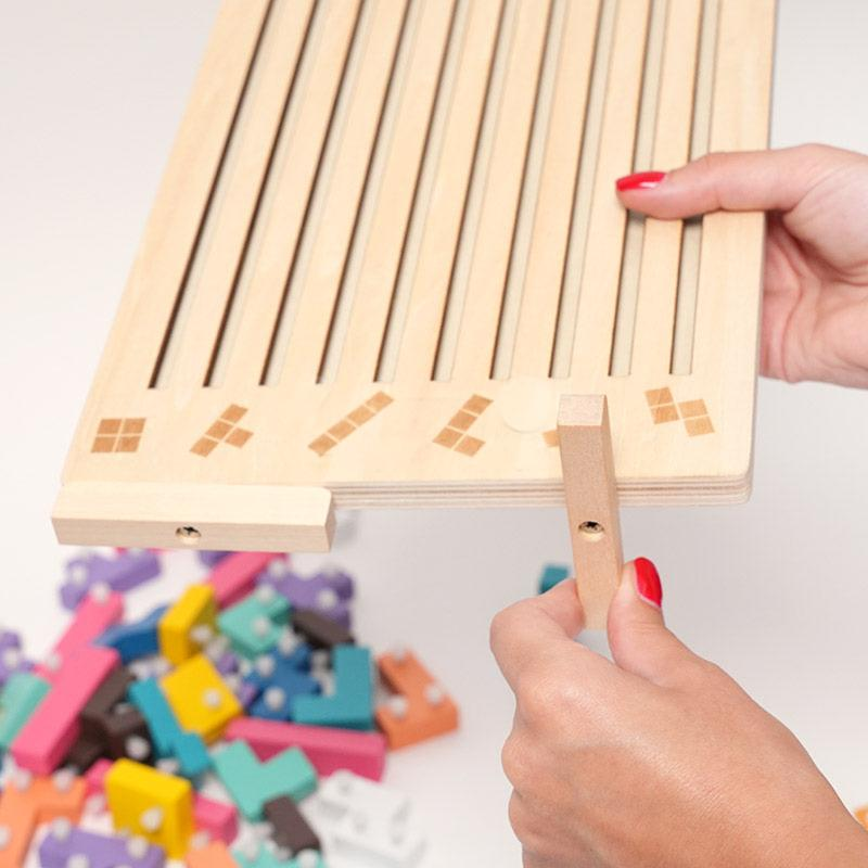 Montessori Brain Blocks – Wooden Tetris Puzzle Set