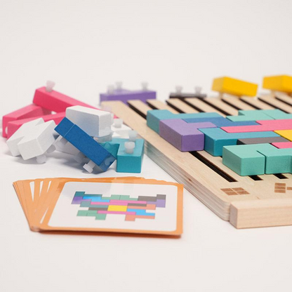 Montessori Brain Blocks – Wooden Tetris Puzzle Set