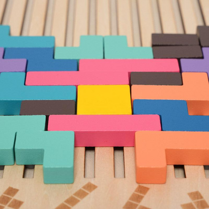 Montessori Brain Blocks – Wooden Tetris Puzzle Set