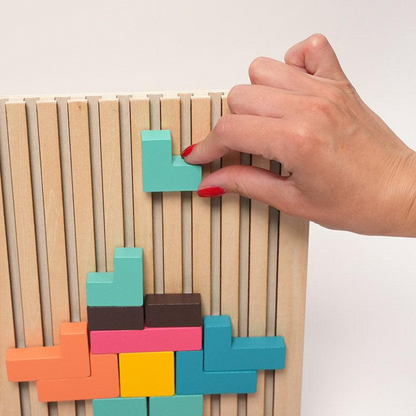 Montessori Brain Blocks – Wooden Tetris Puzzle Set