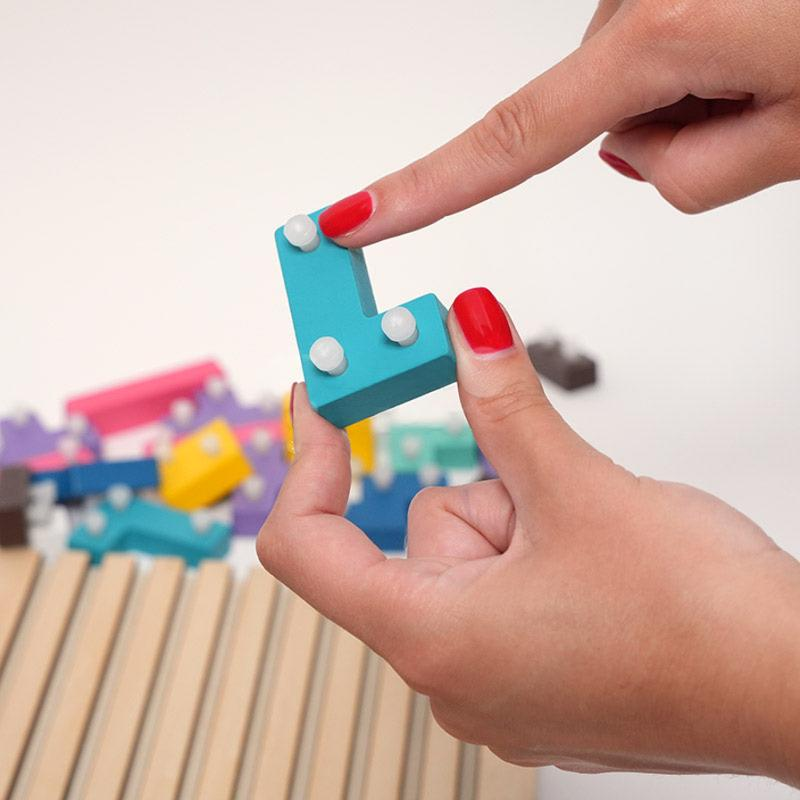 Montessori Brain Blocks – Wooden Tetris Puzzle Set