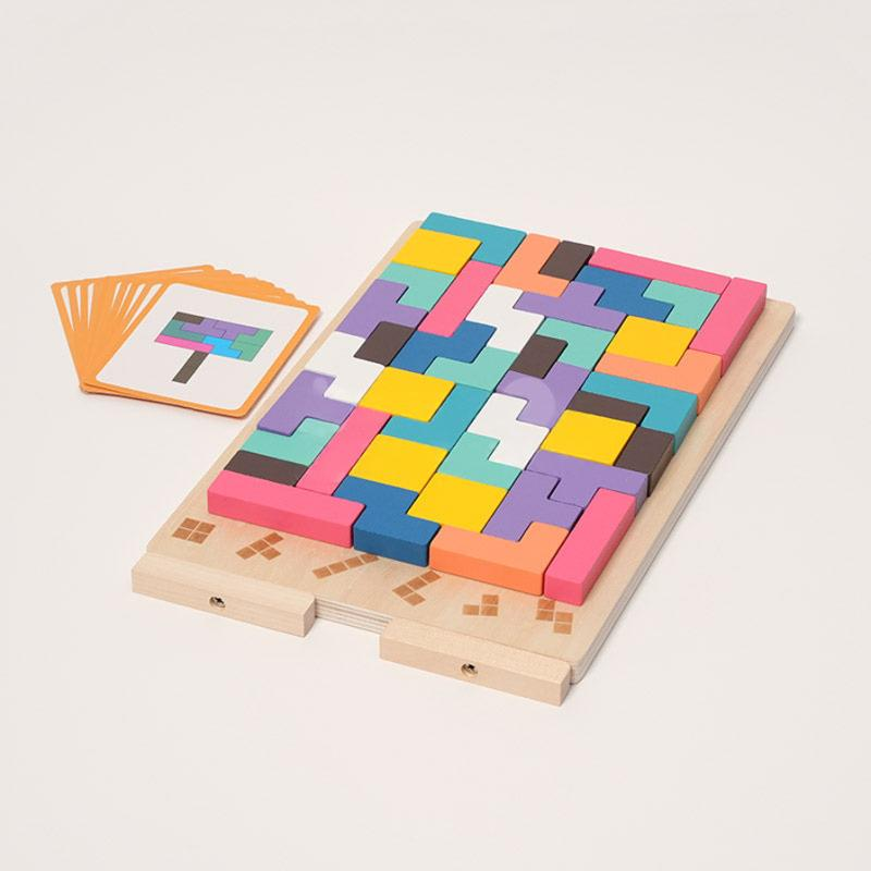 Montessori Brain Blocks – Wooden Tetris Puzzle Set