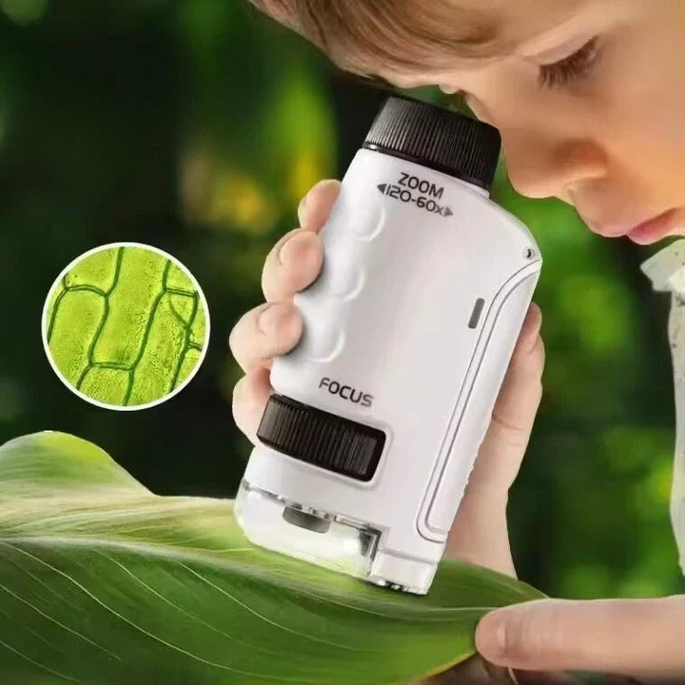Kids Pocket Microscope | 60–120× Portable Explorer Tool with LED Light