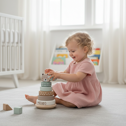 Rainbow Stacking Tower – Personalized Wooden Learning Toy