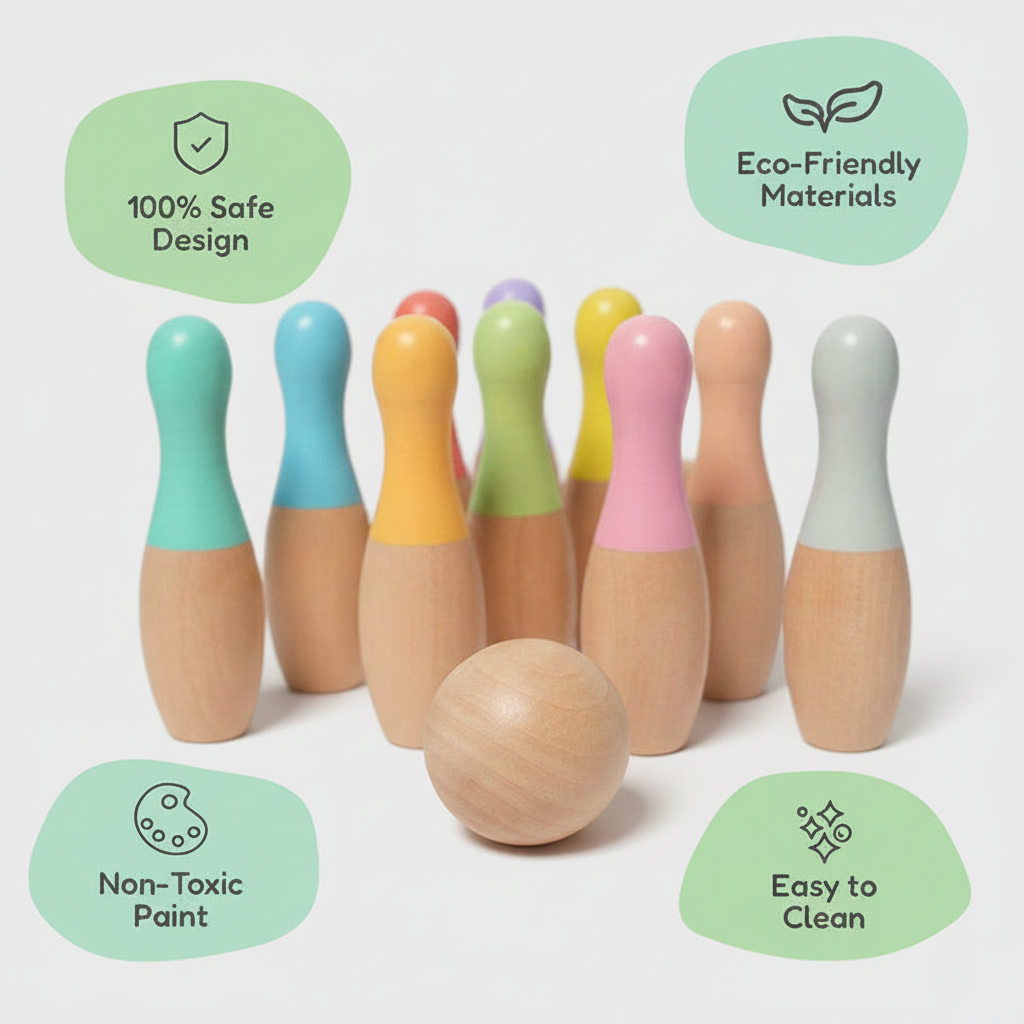 Pure Joy Wooden Bowling Set