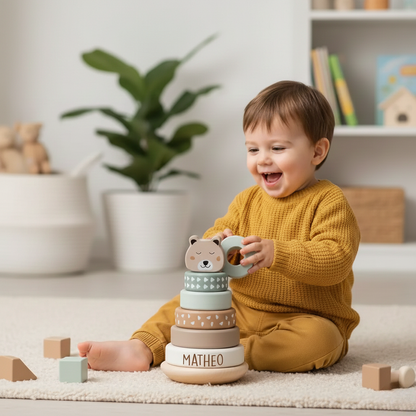 Rainbow Stacking Tower – Personalized Wooden Learning Toy