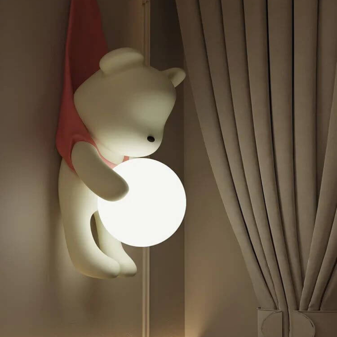 Hanging Bear Wall Light – Soft Glow Nursery & Kids Room Lamp