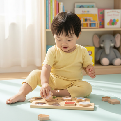 Montessori Wooden Shape & Photo Matching Board