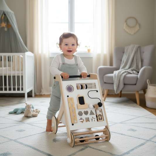 Montessori Multi-Activity Walker – Wooden Learning & Play Walker