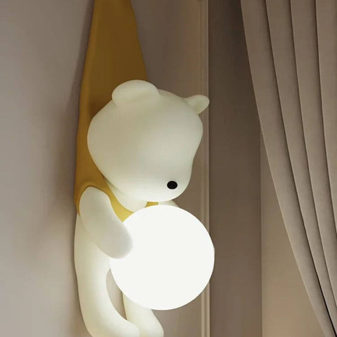 Hanging Bear Wall Light – Soft Glow Nursery & Kids Room Lamp