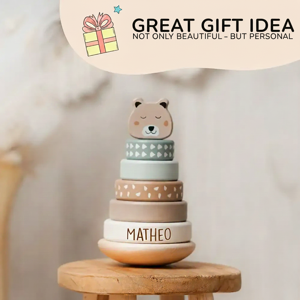 Rainbow Stacking Tower – Personalized Wooden Learning Toy