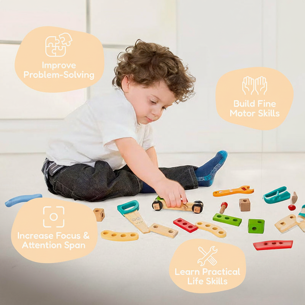 Pure Joy Wooden Tool Box – Little Builder Set