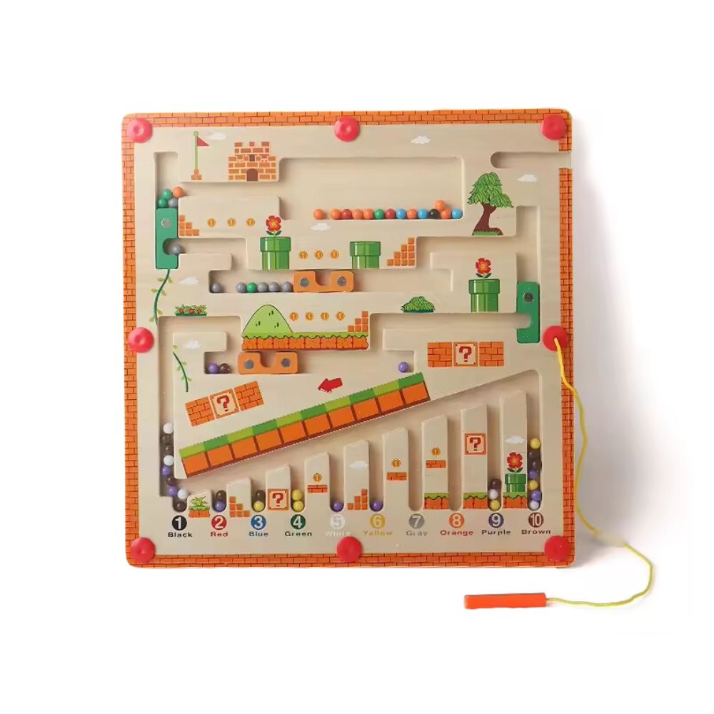 Wooden Magnetic Maze | Color & Number Learning Board