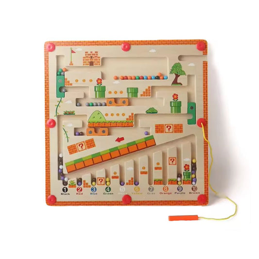 Wooden Magnetic Maze | Color & Number Learning Board