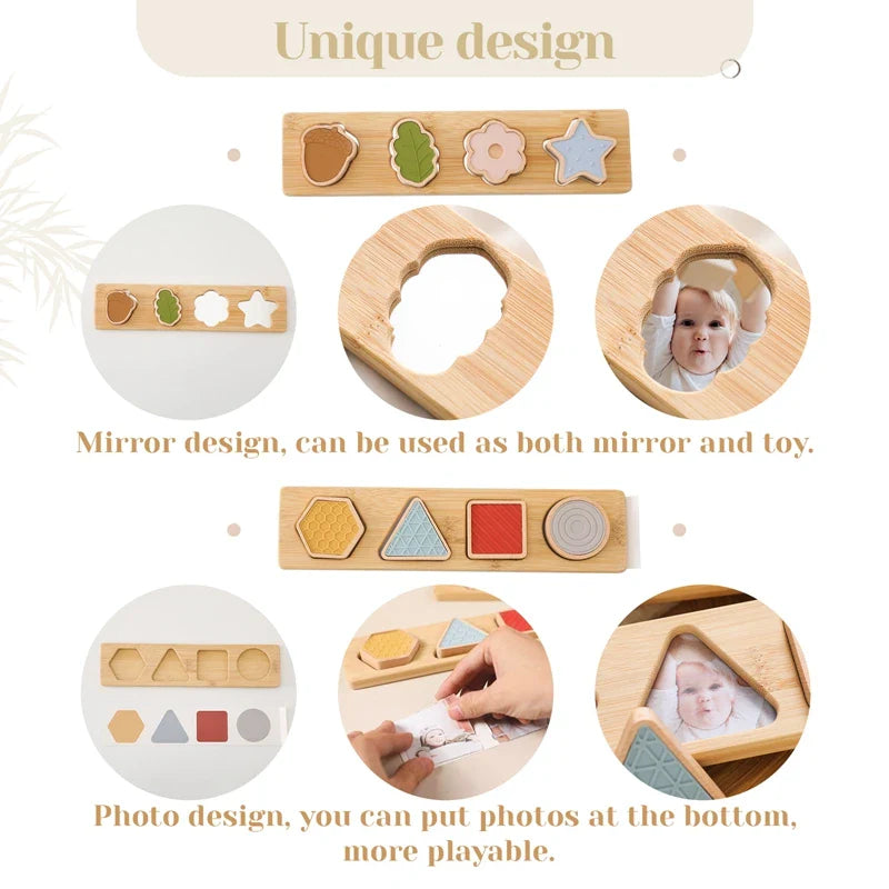 Montessori Wooden Shape & Photo Matching Board
