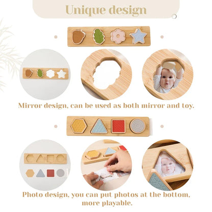 Montessori Wooden Shape & Photo Matching Board