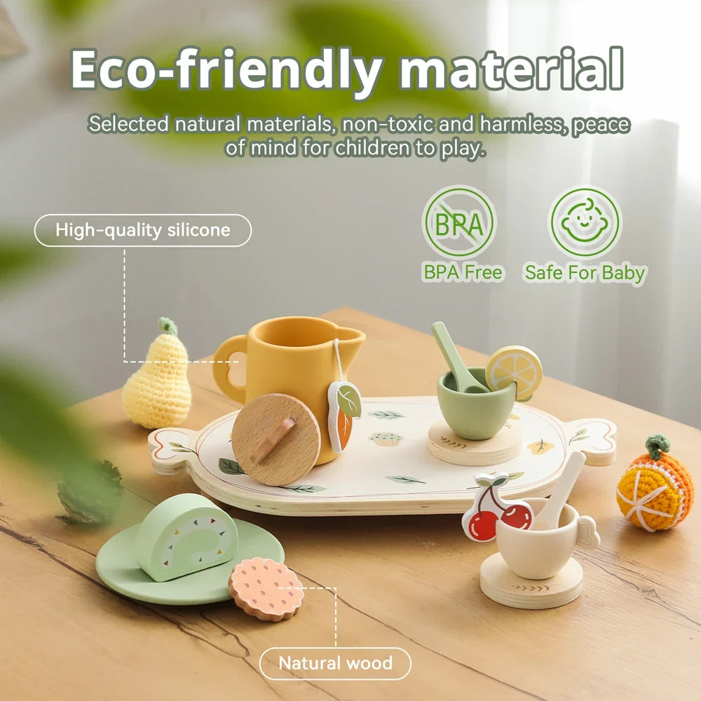 Floral Wooden Tea Party Set