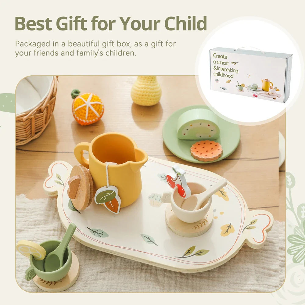 Floral Wooden Tea Party Set