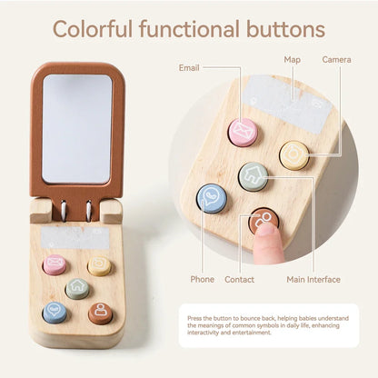 Pure Joy Wooden Flip Phone – Pretend Play Smartphone