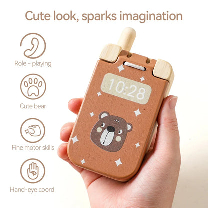 Pure Joy Wooden Flip Phone – Pretend Play Smartphone