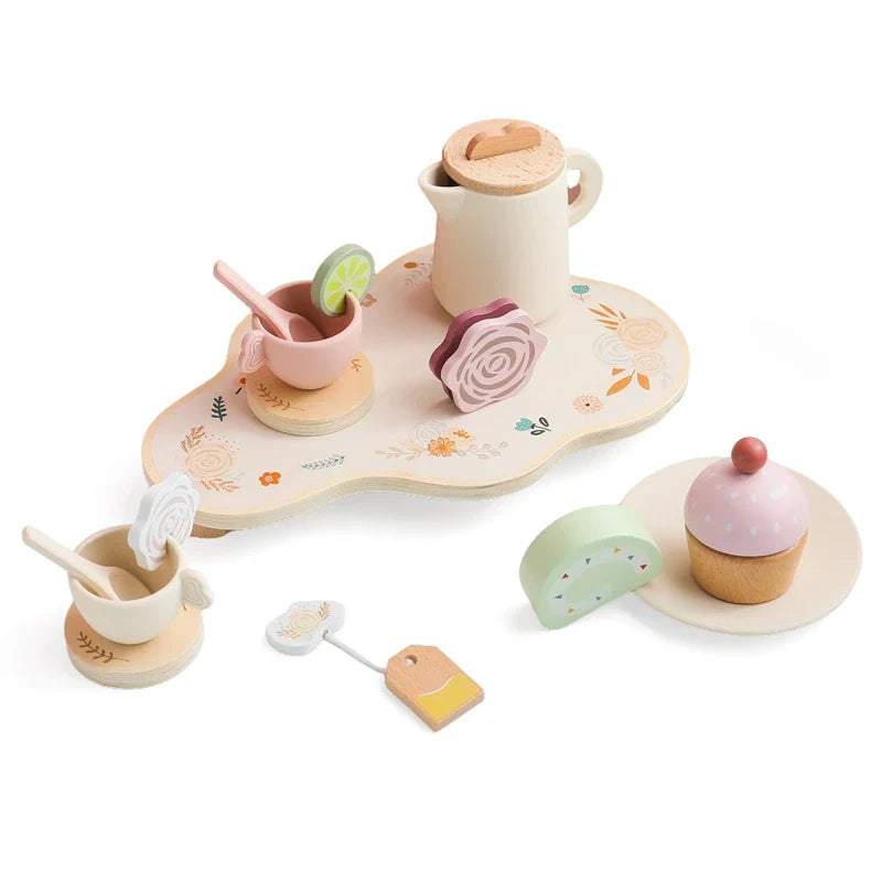 Floral Wooden Tea Party Set