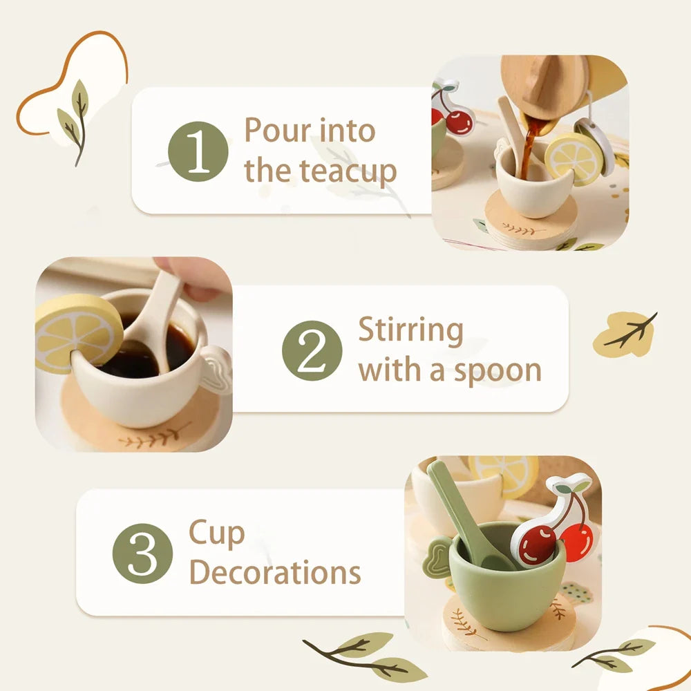Floral Wooden Tea Party Set