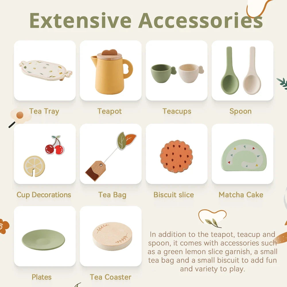 Floral Wooden Tea Party Set