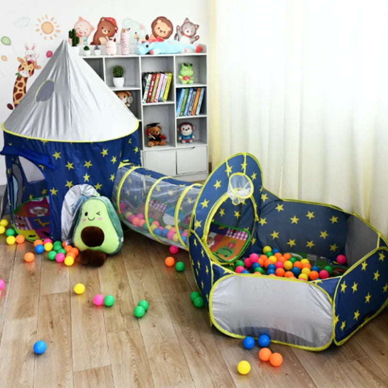 Pure Joy Starry Playland 3-in-1 Kids Tent, Tunnel & Ball Pit