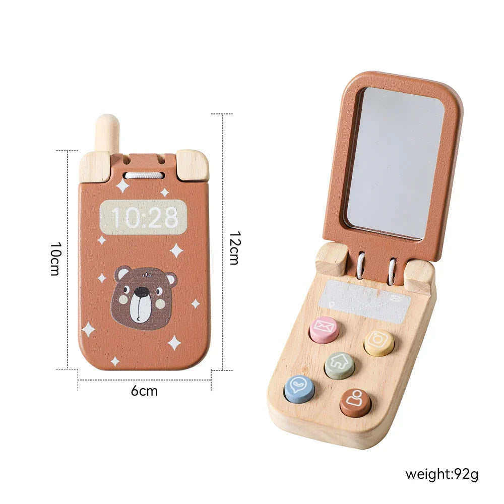 Pure Joy Wooden Flip Phone – Pretend Play Smartphone