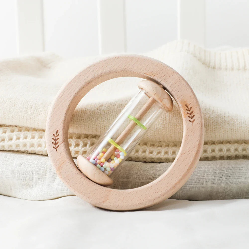 Pure Joy Sensory Rattle Ring – Wooden Baby Shaker