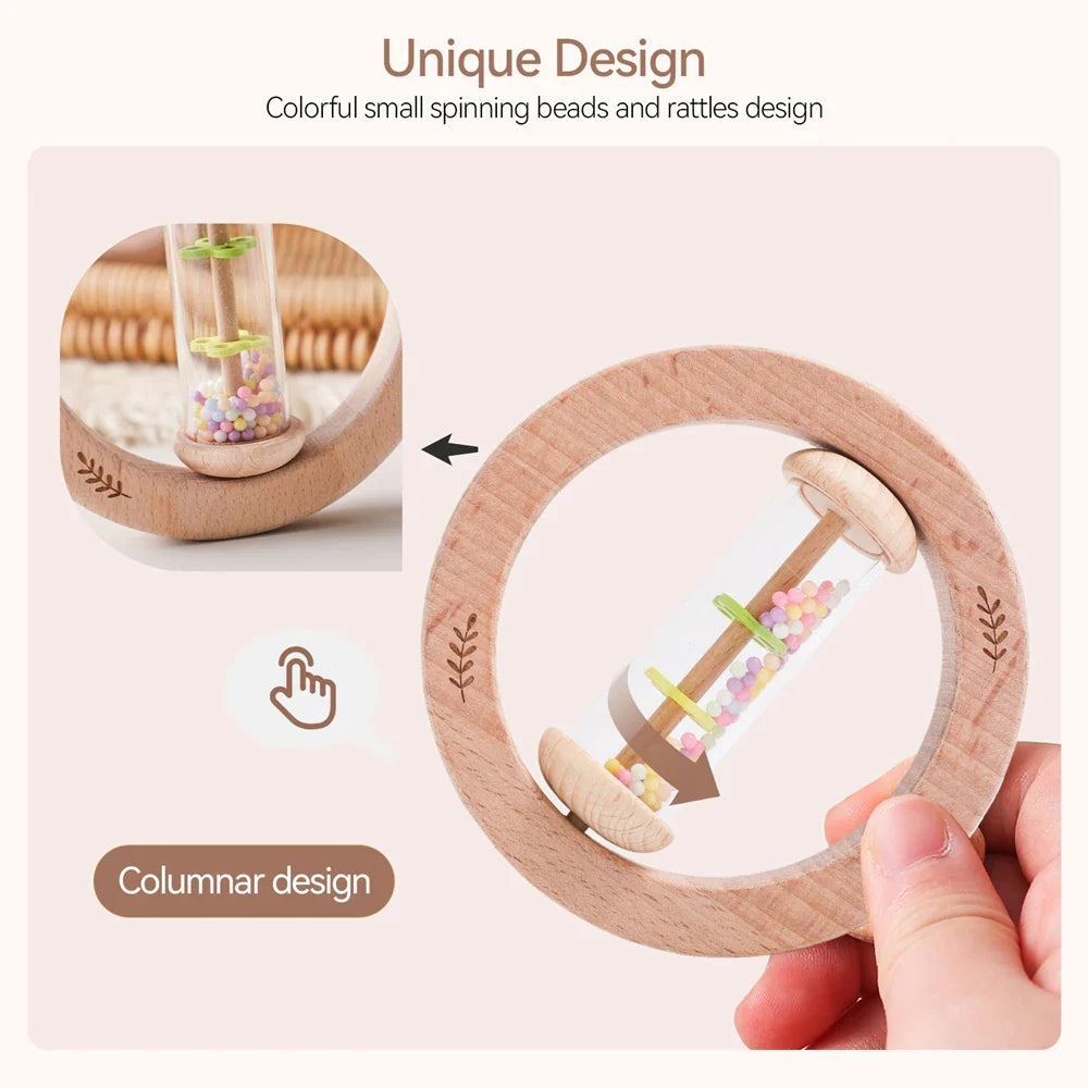 Pure Joy Sensory Rattle Ring – Wooden Baby Shaker