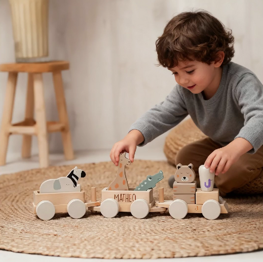 Personalized Jungle Wooden Train Set