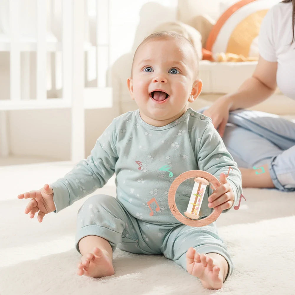 Pure Joy Sensory Rattle Ring – Wooden Baby Shaker