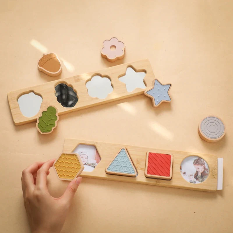 Montessori Wooden Shape & Photo Matching Board