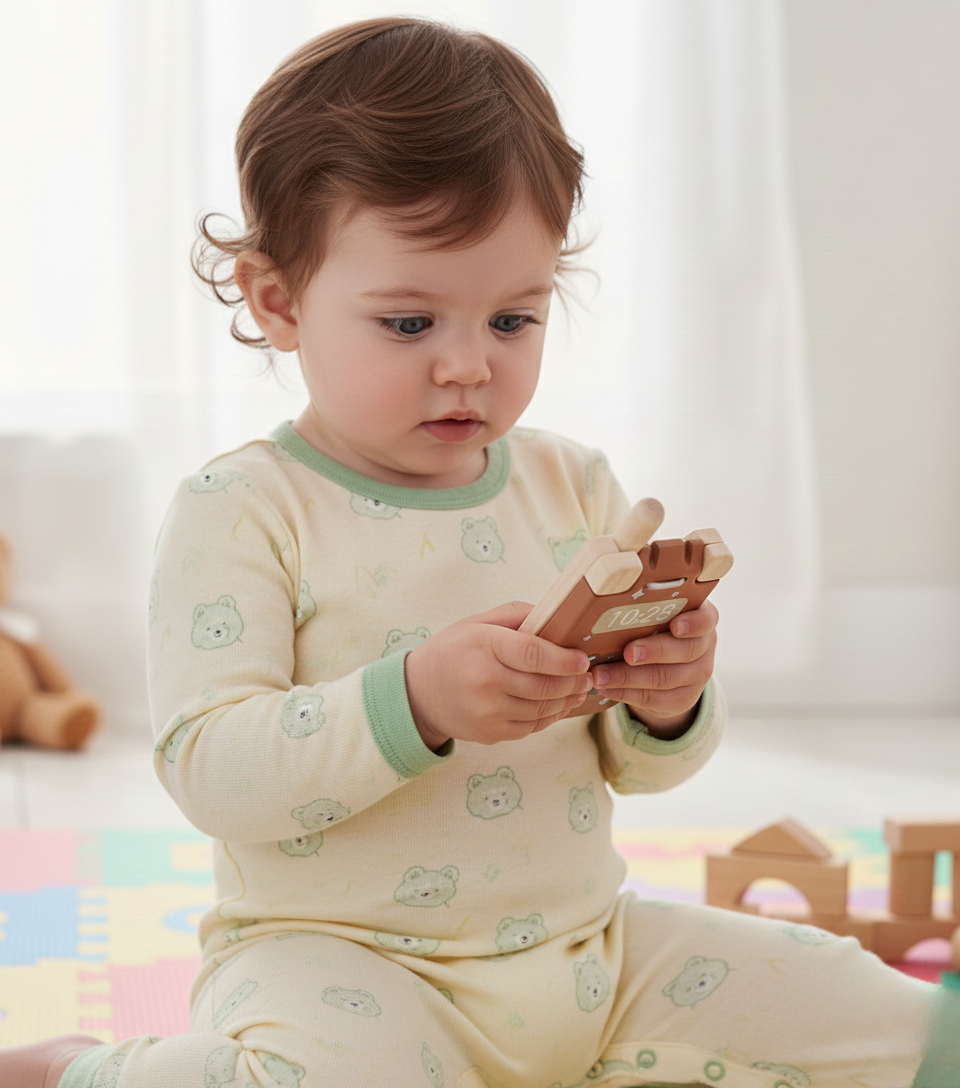 Pure Joy Wooden Flip Phone – Pretend Play Smartphone