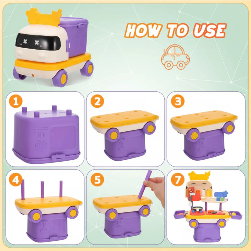 Pure Joy FoodDrive™ – 2-in-1 Play Car & Kitchen Set