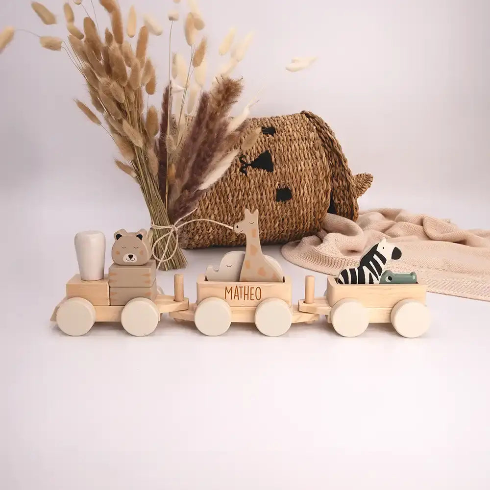 Personalized Jungle Wooden Train Set