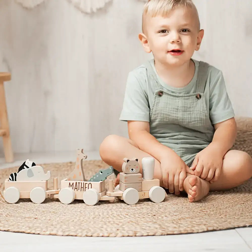 Personalized Jungle Wooden Train Set