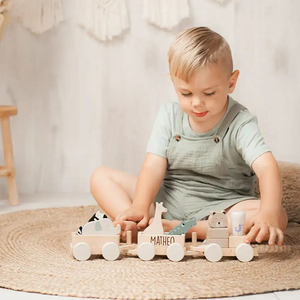 Personalized Jungle Wooden Train Set