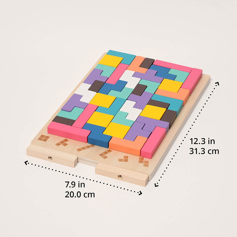 Montessori Brain Blocks – Wooden Tetris Puzzle Set