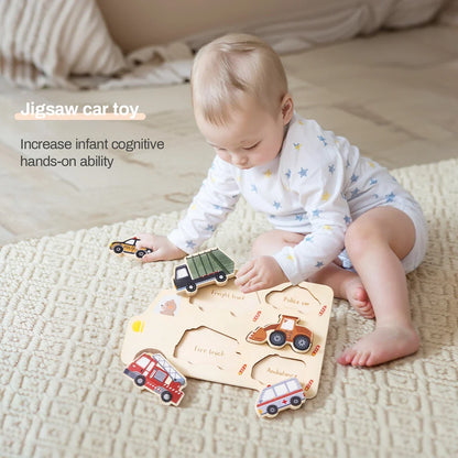 Montessori Wooden Puzzle Board – Animals or Vehicles