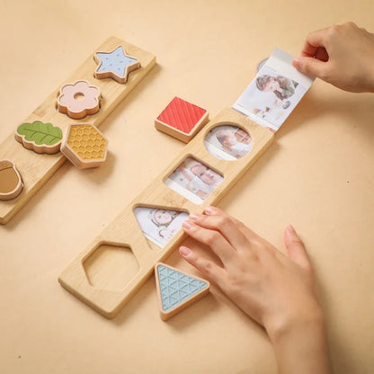 Montessori Wooden Shape & Photo Matching Board